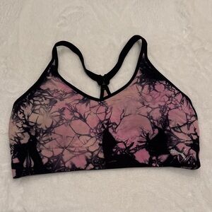Puma Pink and Black Patterned Sports Bra